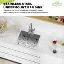 Kitchen And Bar Sink, 20x16 Inch Stainless Steel Undermount Modern Single Bowl Small Kitchen And Bar Sink Combo-SS Grid,Silicon Mat,Drain Strainer Set Compatibility With Various Kitchen&Bar Style