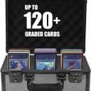 ZINHO Graded Card Case Upgraded Sports Card Storage Box Waterproof Trading Card Holder, Compatible with PSA BGS CSG FGS Up to 120+ Cards with TSA Approved Locks (Black) (Black 3 slots)