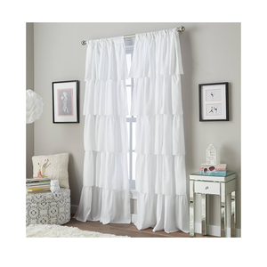 Curtainworks Flounced Ruffle Rod Pocket one Curtain Panel, 63 in, White