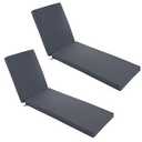 Summsun Chaise Lounge Cushions Outdoor Set of 2 - Waterproof and Fade Resistant Sun Lounger Replacement Cushions - Patio Lounger Pads with Removable Cover for Pool, Deck, 72 x 21 x 3 Inch, Dark Grey