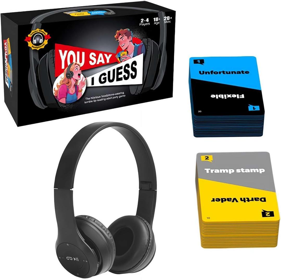 Sorry What Game, Uncensored Lip Reading Party Games for Adults, Card Games for Adults & Friends, Based On The Headphone Challenge, Flipping-Fun Party Games for Families & Game Nights