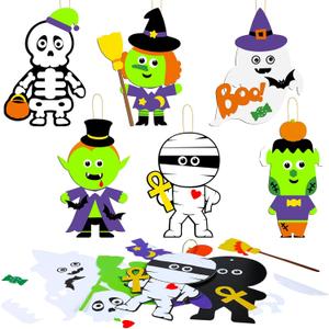 Yexiya 36 Pack DIY Your Own Halloween Characters Halloween Crafts Skeletons Ghosts Vampires Witches Paper Cuttings for Party Favors Ornaments Decoration Arts and Crafts Classroom Activities