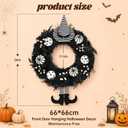 26" Halloween Wreath for Front Door with Hat, Legs, Pumpkins