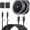 THREEKEY 2 Pack 15W Qi2 Certified Magnetic Wireless Charger 6.6ft Cable, Fast Charging Pad for iPhone 17-12&Airpods Series(20W Adapter Included)