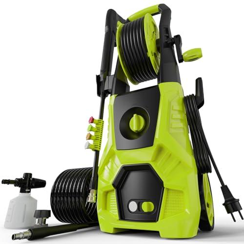 SISUPASSIE Pressure Washer, 5000PSI Max 3.6GPM with Foam Cannon 35FT Power Cord 4 Nozzles for Cars, Green