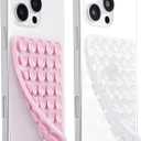 3 x JingJinYY 2 Pack Double Sided Silicone Suction Cup Phone Case Mount, Hands-Free Strong Grip Silicon Phone Holder for Selfies and Videos, Non Slip Phone Accessories (LightPink&Translucent)