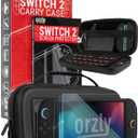 Orzly Screen Protector and Case Bundle compatible with Nintendo Switch 2  Premium Tempered Glass Screen Protector, Durable EVA Case with Organized Storage for Switch 2 Accessories