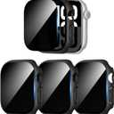 COMMUTER [3 Pack] Privacy Screen Protector for Apple Watch Series 11 2025 Series 10 46mm, Hard PC Ultra-Thin Case with Built-in Tempered Film for iwatch Series 11/10 46mm, Black/Clear/Blue