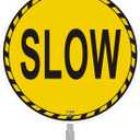 Slow Sign Children At Play 10" x 10" With 28" Long Metal Stakes Road Kids Dogs Playing Please Slow Street Safety Signal Stand Aluminum Outdoor Use Yard Business Home