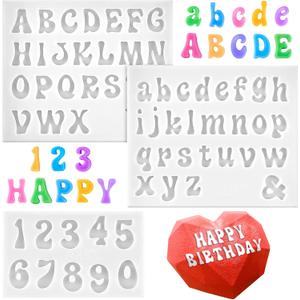 3 PCS Silicone Letter Molds, Non-Stick Number and Letter Fondant Molds for Chocolate, Candy, Cake Decoration, Cupcake Topper