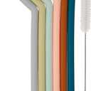 Simka Rose Premium Silicone Straws - Reusable Bendy Straws for Adults & Kids - BPA Free, Baby and Toddler Straw Set with Cleaning Brush - Wide Drinking Straws - 10-inch, Multicolor