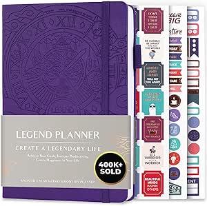 Legend Planner – Weekly & Monthly Life Planner to Hit Your Goals & Live Happier. Organizer Notebook & Productivity Journal. A5 (Purple)