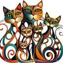 Wesiti Cat Wall Art Decor Iron Wall Sculptures Decor for Cats Lover 12.3 x 13 Inches Colorful Retro Mid Century Cat Signs for Home Living Room Bedroom Kitchen Office