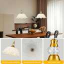 1 Piece Vintage Chandelier Light Fixtures with White Glass Shade, Matte Antique Brass Finish Pendant Light Kitchen Island, Adjustable Hanging Light for Dining Room, Hallway, Living Room, Bedroom