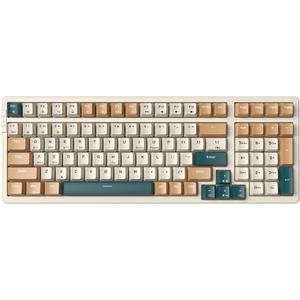 Qisan Wireless/Wired Mechanical Keyboard, Triple Mode 2.4G/USB-C/BT Wireless Gaming Keyboard, 100 Keys (98%) US Layout Brown Switch Rechargeable RGB Backlit Keyboard | Brown Combo (Brown Switch-Brown Combo)