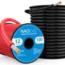 NAOEVO 12 Gauge Marine Wire, 12 AWG Tinned Copper PVC Marine Grade Wire, IP68 Waterproof/Corrosion-Resistant Electrical Cable for Boat RV, Automotive, Solar, Trolling Motor (100 ft Black + 100 ft Red)