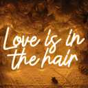 SYLHOME Love Is In The Hair Led Neon Light Sign Barber Shop Beauty Hair Salon Makeup Studio Bedroom Wall Decor Sign Hairdresser Business Bar Christmas USB 15.75"X8.8" Warm