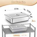 3 Pcs Stainless Steel Bus Tubs with Lid 13 L Commercial Tote Box 4" Deep Food Grade Meat Processing Tubs Lug Dishwashing Utility Prep Tub Table Pans, Silver (17.7 x 13.7 Inch)