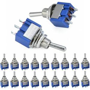 20 Pieces of 6A/125V 3A/250V ON/Off/ON 3-Terminal 3-Position SPDT Toggle Switch with Single Connector MTS-103