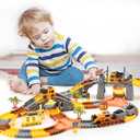 281 PCS Race Tracks Construction Toys for 3 4 5 6 7 8 9 Year Old Boys Girls, 4 PCS Truck Car, Tower Crane, Toddler Track for 4-6, Christmas Birthday Gifts for Age 3-5, Engineer Building SetKids Toys