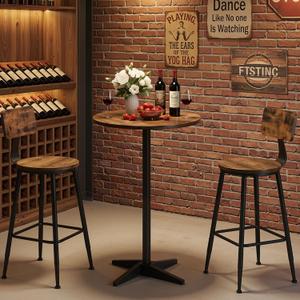 CHOEZON 21.6" Round Bar Table, Pub Table with Windmill-Inspired Base, Cocktail Table, for Bar, Pub, Cafe, Dining Room, Rustic Brown and Black TBT04BF, 1Pc