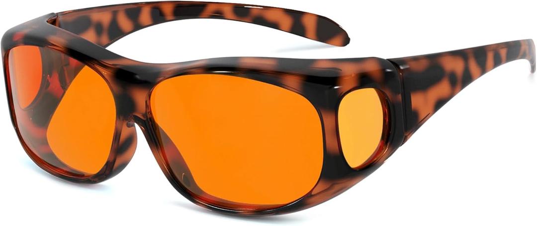 Eyekepper 100% Blue Light Reduction,Huge Fitover Anti-Blue Blocking Computer Eyeglasses with Extra Amber Lenses, Tortoise