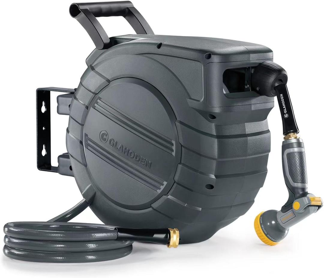 Retractable Garden Hose Reel 1/2 in x 50 ft Metal Bracket, 2025 Upgraded Dual Ratchet Lock UV & Freeze Protection Brass Seal Slow Retraction Anti-Tangle Hose 180Swivel Retractable Garden Hose Reel 1/2 in x 50 ft Metal Bracket, 2025 Upgraded Dual Ratchet Lock UV & Freeze Protection Brass Seal Slow Retraction Anti-Tangle Hose 180Swivel