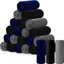 24 Pack Bulk Fleece Throw Blankets Solid Color Warm Fleece Blankets Lightweight Soft Solid Polyester Sofa Blanket for Home Dorm Bed Sofa, 50 x 60 Inch(Black, Grey, Navy Blue)