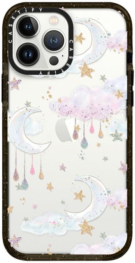 CASETiFY Impact iPhone 13 Pro Max Case [6.6ft Drop Protection] - Candy Cotton Clouds - Clear Black