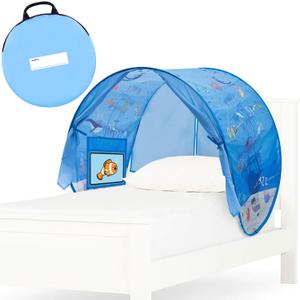 Under The Sea Bed Tent for Kids - Magical Dream Tents with Educational Bedroom Decor - Top Bunk Beds Canopy Privacy Pop Up Sleep Pod for Girls and Boys Indoor Fort - Twin Size Mattress