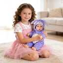 Aori Real Baby Dolls - 17 Inch Realistic Baby Doll with Soft Body & Purple Bunny Outfits for Girls 3+ Pretend Play, Dress Up, Nursery Decor