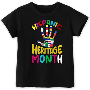 Hispanic Heritage Month Shirt Kids National Hispanic Heritage Month T-Shirt for Toddler Boys & Girls, 2T-8T (Black)