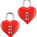 YAODHAOD Combination Lock, Heart Shape 3 Digital Password Padlock, Mini Outdoor Combo Gate Lock for School Gym Locker, Fence Gate, Toolbox, Employee Hasp Locker  2 Pack (Red)