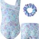 RONGTAI Girls Gymnastics Leotard Sleeveless Sloping Shoulders Ballet Dance Set for 5-6 Y Kids