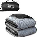 Waterproof Outdoor Blanket 62X 51 Packable, Stadium Blankets for Camping with Sherpa Fleece Lining, Large Windproof Emergency Throw for Garss Picnic Hiking Road Trip, Machine Washable, Black 300GSM