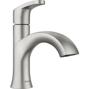 Moen 84346SRN Karis Spot Resist Brushed Nickel One-Handle Single Hole Bathroom Sink Faucet with Optional Deck Plate