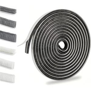 Bruiefpap 39.4FT Weather Stripping for Doors and Windows, Self-Adhesive Soundproofing Door Seal, Door Insulation for Sliding, Exterior, Frames and Front, 0.35'' Wide x 0.35'' Thick, Grey
