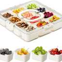 Big Snackle Box Container, Divided Snack Serving Tray with Lid and Handle 12 Compartment Portable Snack Box, Clear Storage Organizer for Fruit Candy Nuts-Perfect for Road Travel Party (1 Pack)