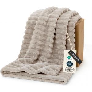 Bedsure GentleSoft Beige Throw Blanket for Couch - Cozy Soft Fleece Blankets for Women, Cute Small Plush Fuzzy Throws for Girls, Birthday Gifts for Women Men Her Him, Room Home Decor, 50x60 Inches