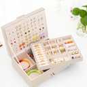 Girls Jewelry Box Earring Holder Organizer for Girls Jewelry Organizer Box Stud Earrings Organizer for Girls Womens Beige Jewelry Box for Earrings and Necklaces Rings Stud Earring Box for Teen (Medium)