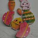 HUZU Easter Snap Builders, Easter Basket Stuffers Bunny, Carrot, Egg, Chick Wooden Puzzle Toy, Basket Essentials Take Apart & Mix Characters Kids Montessori STEM Fine Motor Skill
