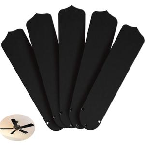20'' Replacement Fan Blades for 52 Ceiling Fan Waterproof Weatherproof Blades Replacement for Broken Substitution Indoor Outdoor Summer(Black,5 Pcs)