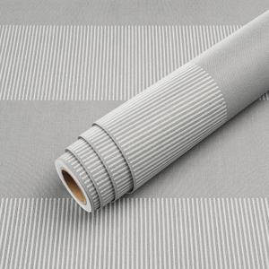 Livelynine 17.5x276 Striped Peel and Stick Wallpaper Grey and White Stripe Wallpaper for Bedroom Bathroom Accent Wall Linen Cloth Fabric Textured Modern Vertical Stripes Contact Paper Self Adhesive