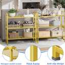 3 Tier 30" Wide Metal Wire Shelf, Stackable & Adjustable Gold Utility Shelves for Pantry, Garage, Closet Storage