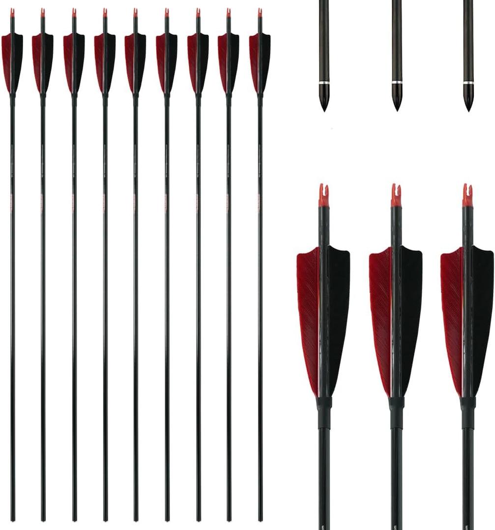 Pure Carbon Arrows Spine Spine 600 30inch for Compound Recurve Bow Hunting Shooting Target 12pcs