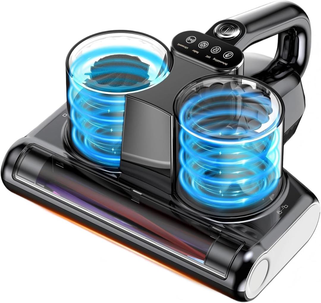 Mattress Vacuum Bed Vacuum Cleaner 16Kpa Suction 253.7nm UV-C Light, 140F Heated Air, 30000 RPM Brushroll, Ultrasonic, HEPA Filter, Handheld Vacuums for Carpet/Sofa, 500W Corded, (Orange)