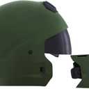 Harssidanzar 3/4 Open Face Motorbike Motorcycle Helmet Full Face Modular Helmets with Visor for Mens and Womens Street Bike Cruiser Scooter DOT Approved CU605US, Medium (Green, L)