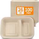 Celel 100 Pack 2 Compartment Paper Bowls for Nacho, Cheese, Chip and Salsa, Microwavable Two Compartment Chip and Dip Paper Food Boats for Carnival Party Catering (2 compartment (8.7''x5.9''x1.7''))