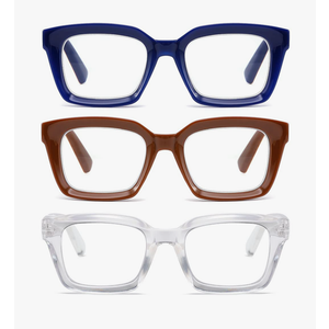 Readers for Women Oprah Style Square Reading Glasses with Spring Hinge Blue Light Blocking for Men Ladies, 2.0+
