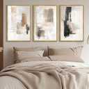 PHOPAGO Abstract Framed Wall Art Huge 24x36in Mid Century Modern Minimalist Beige Pastel Watercolor Neutral Wall Decor for Living Room Bedroom - Natural Framed